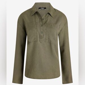 New Express Women's Half Button Up Pocket Shirt Size Large